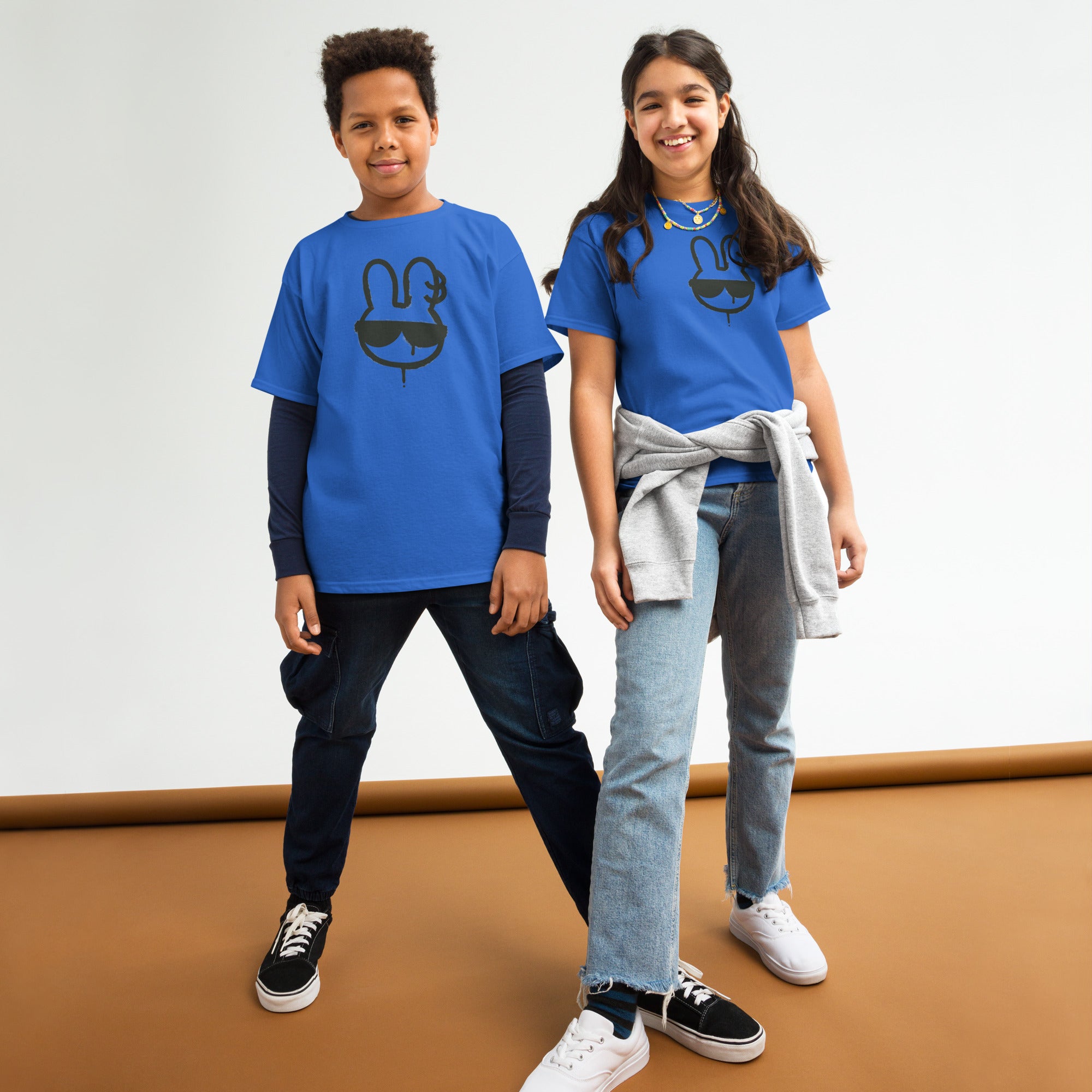 Hasenmotiv T-Shirt Jugendlich Maedchen Jungen hellblau