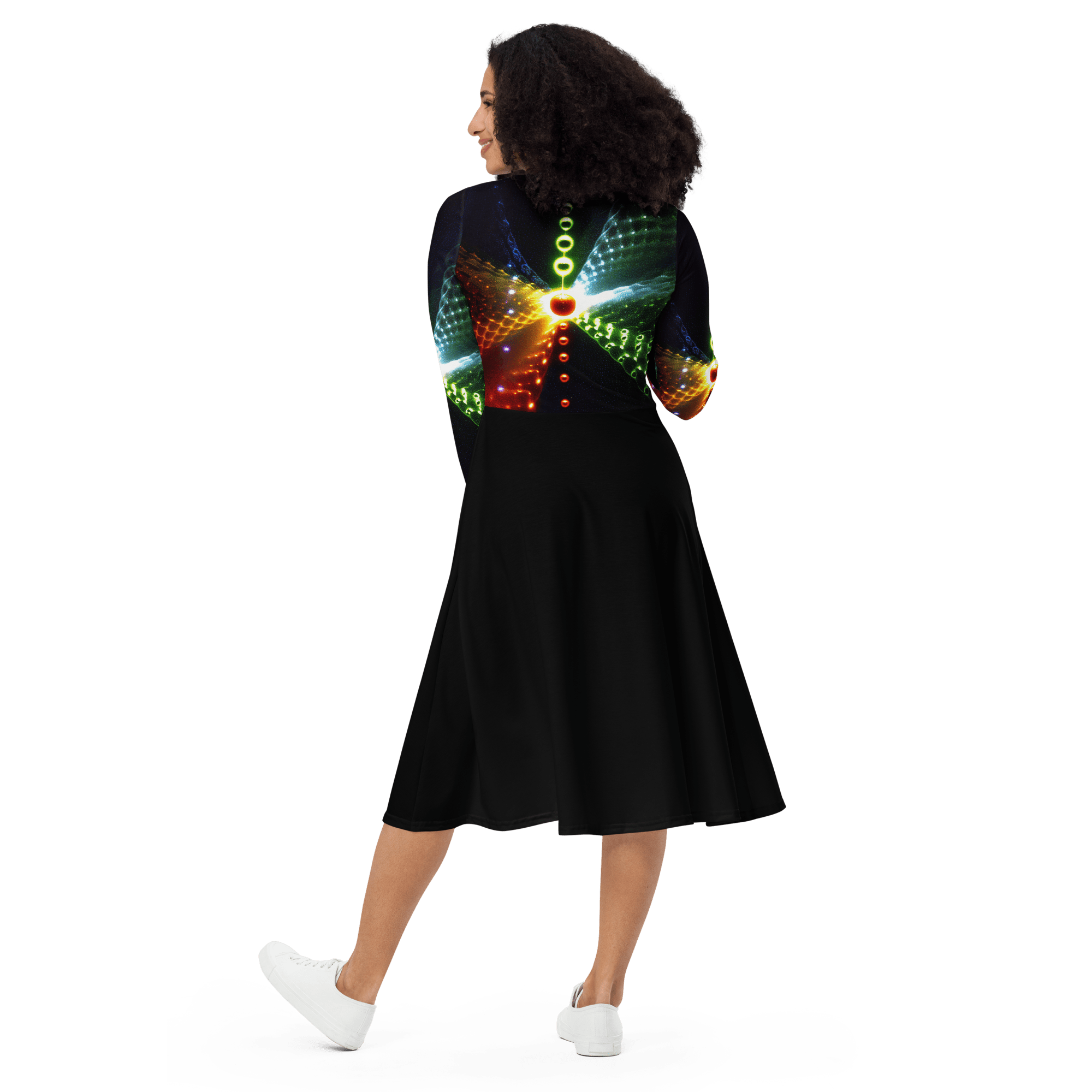 Wow Langarm-Midi-Kleid