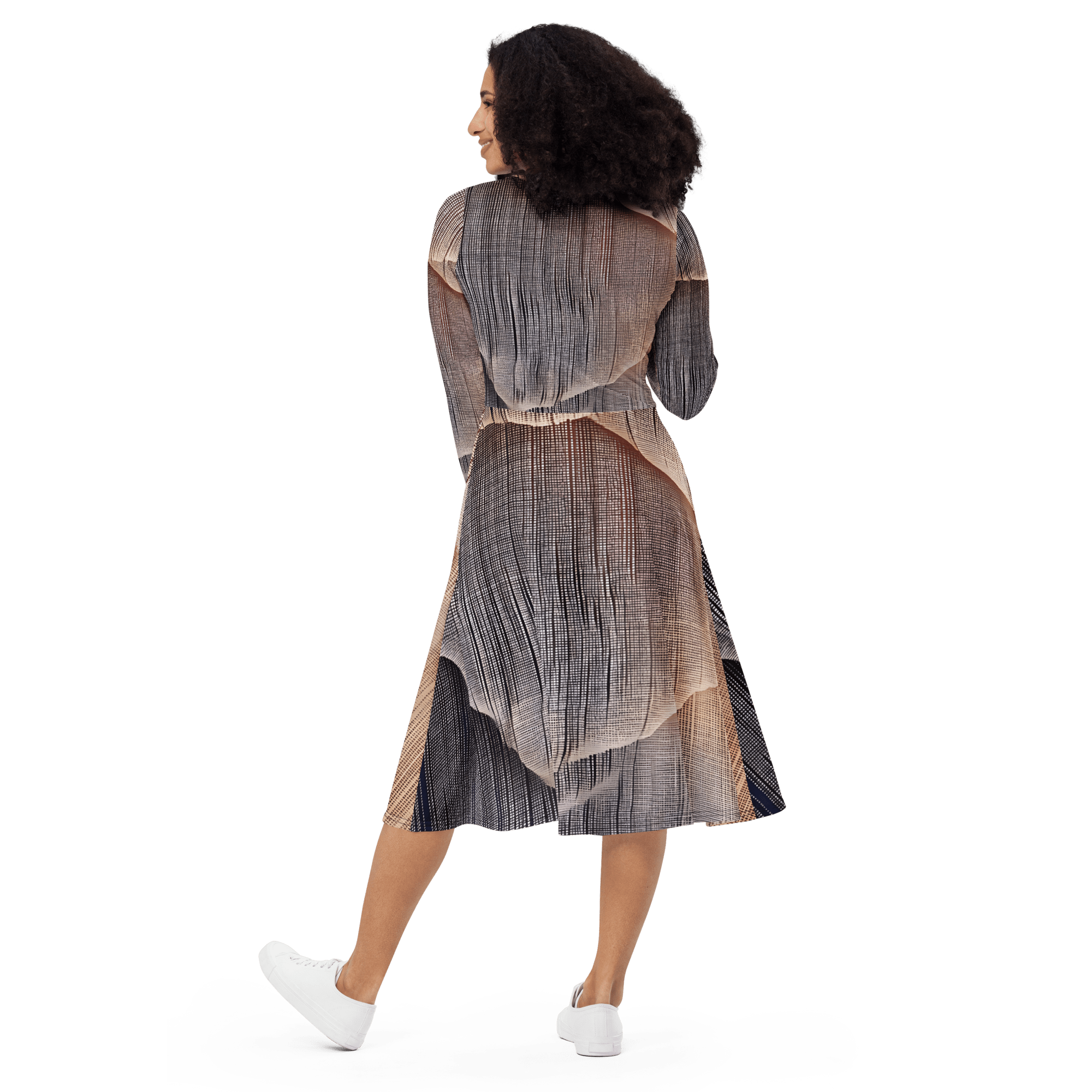 Waves Langarm - Midi - Kleid - Cooroi