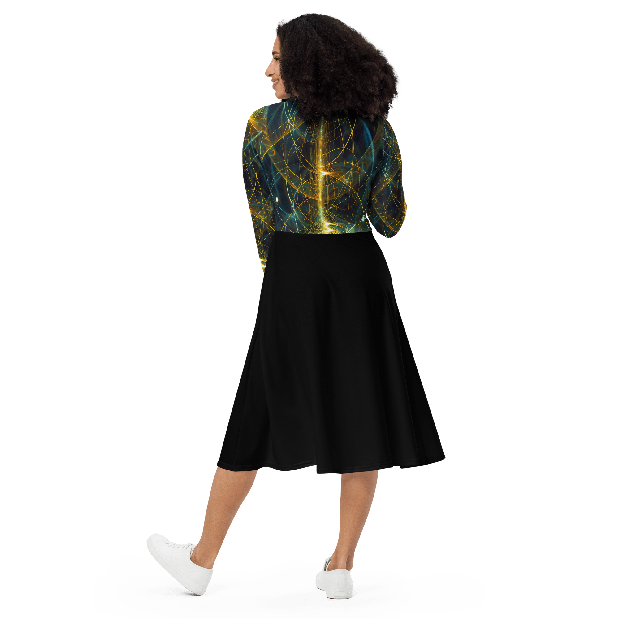Golden Line Langarm - Midi - Kleid - Cooroi