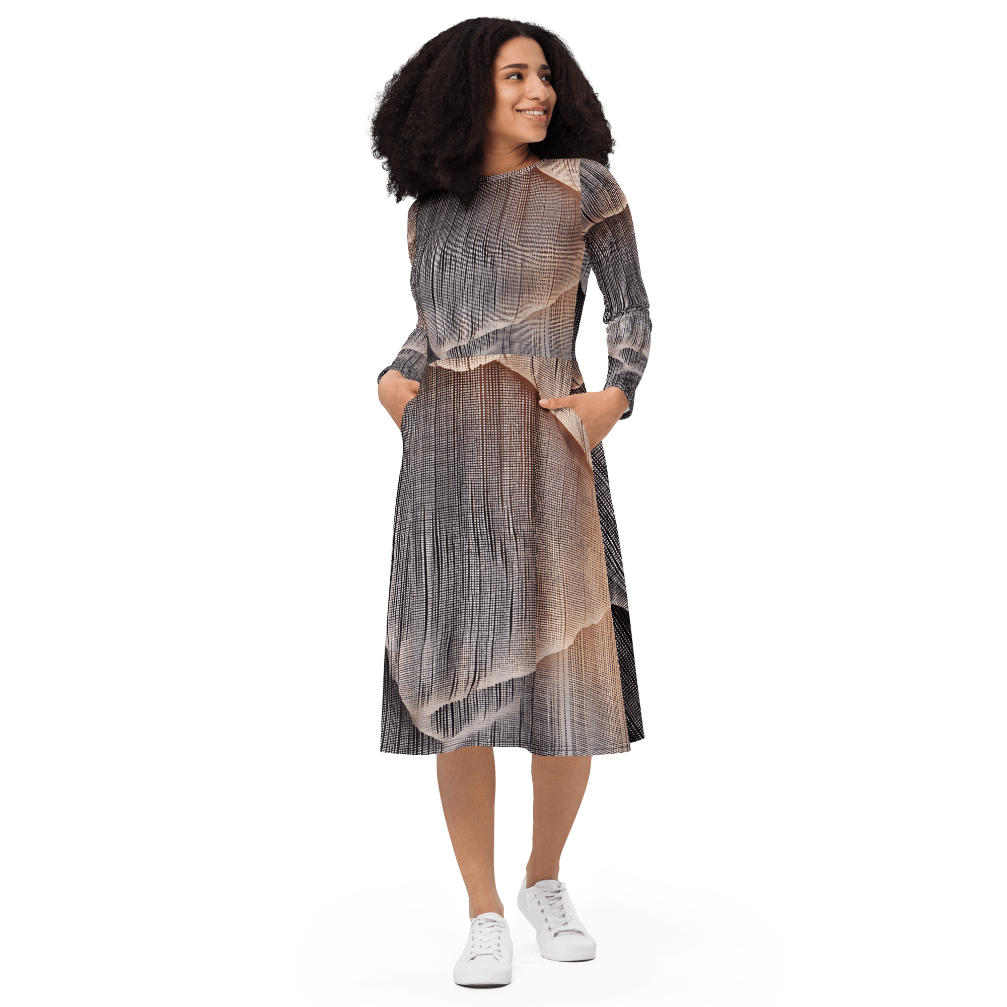 Waves Langarm - Midi - Kleid - Cooroi