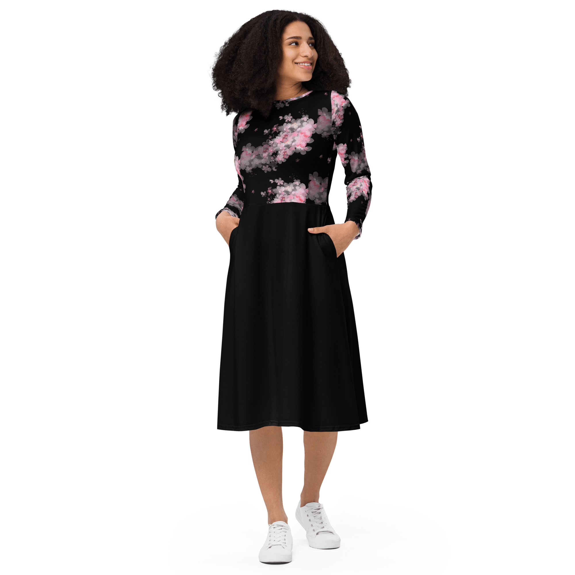 Rose Langarm - Midi - Kleid - Cooroi