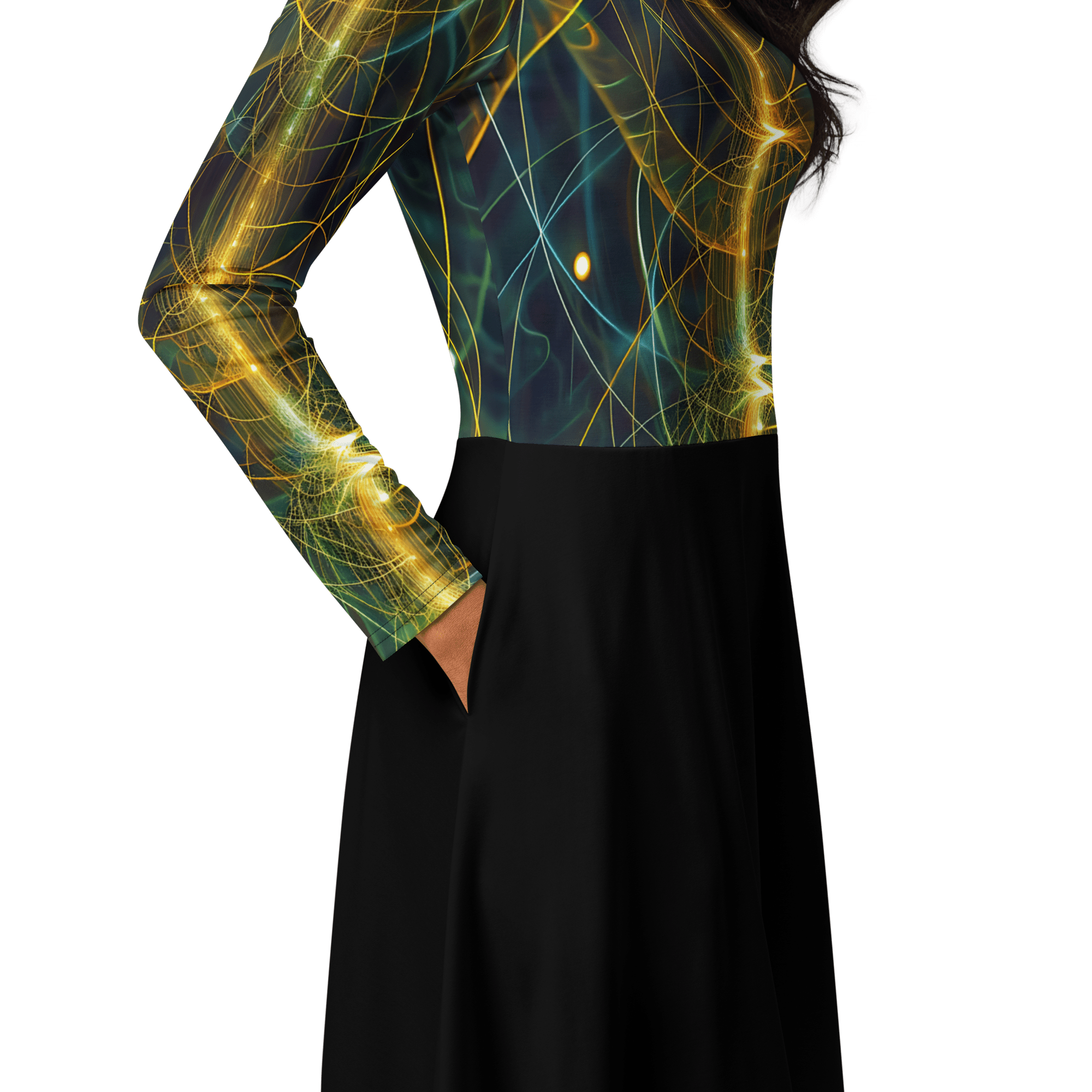 Golden Line Langarm - Midi - Kleid - Cooroi