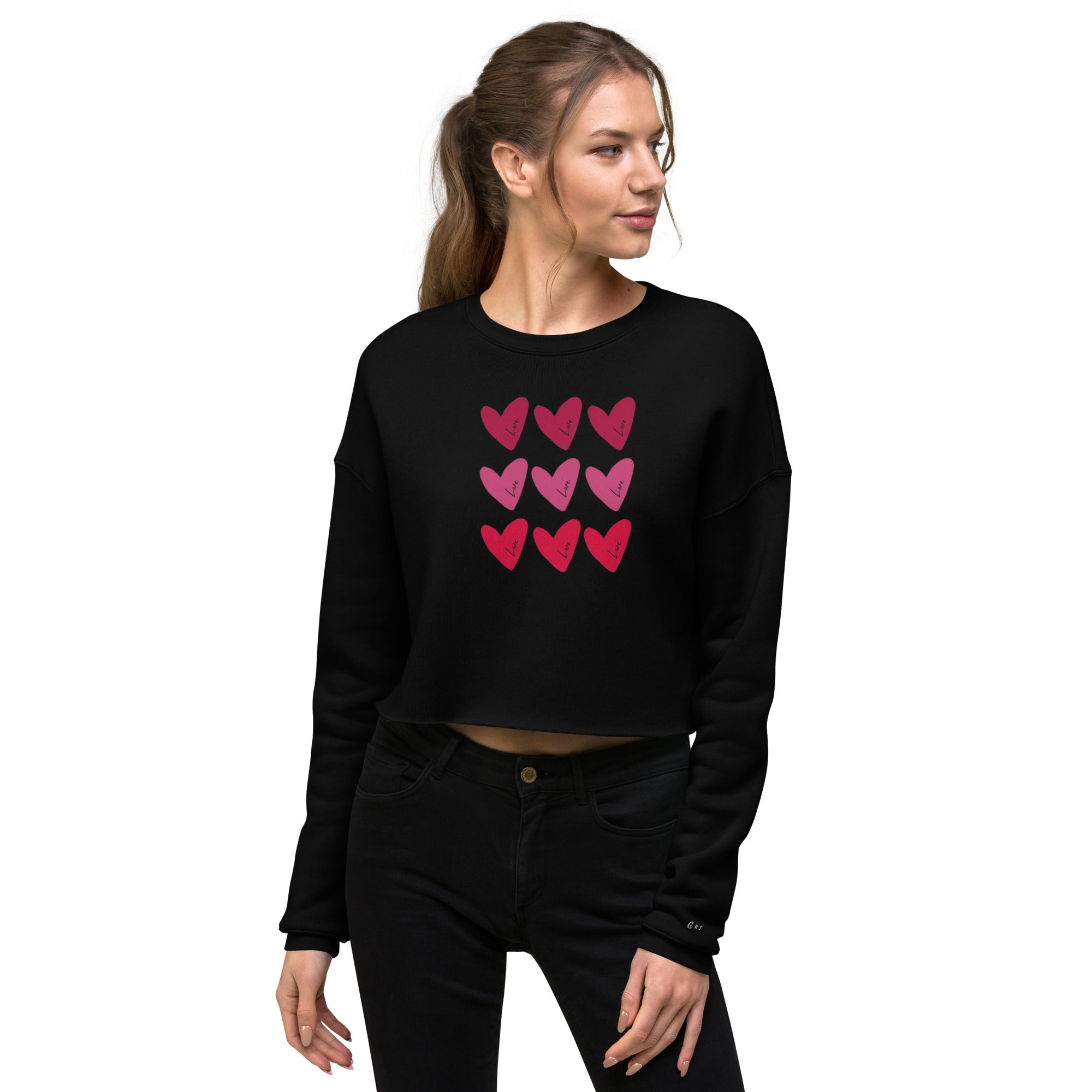 Hearts Crop-Pullover