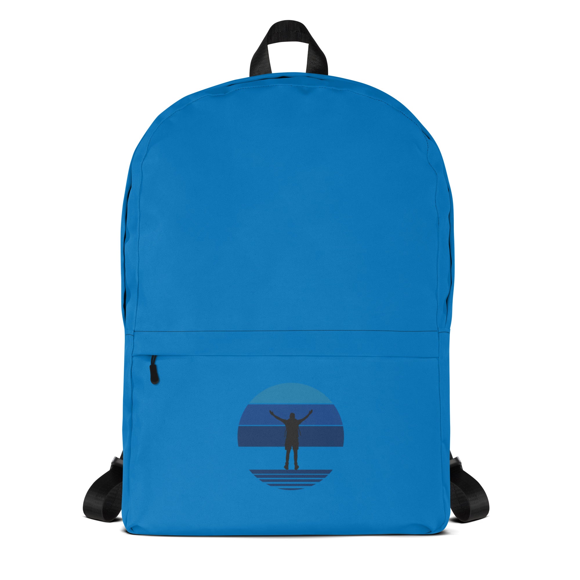 Blue waterproof and spacious Erreichtes Ziel Rucksack with ergonomic padded straps for everyday use and sports.
