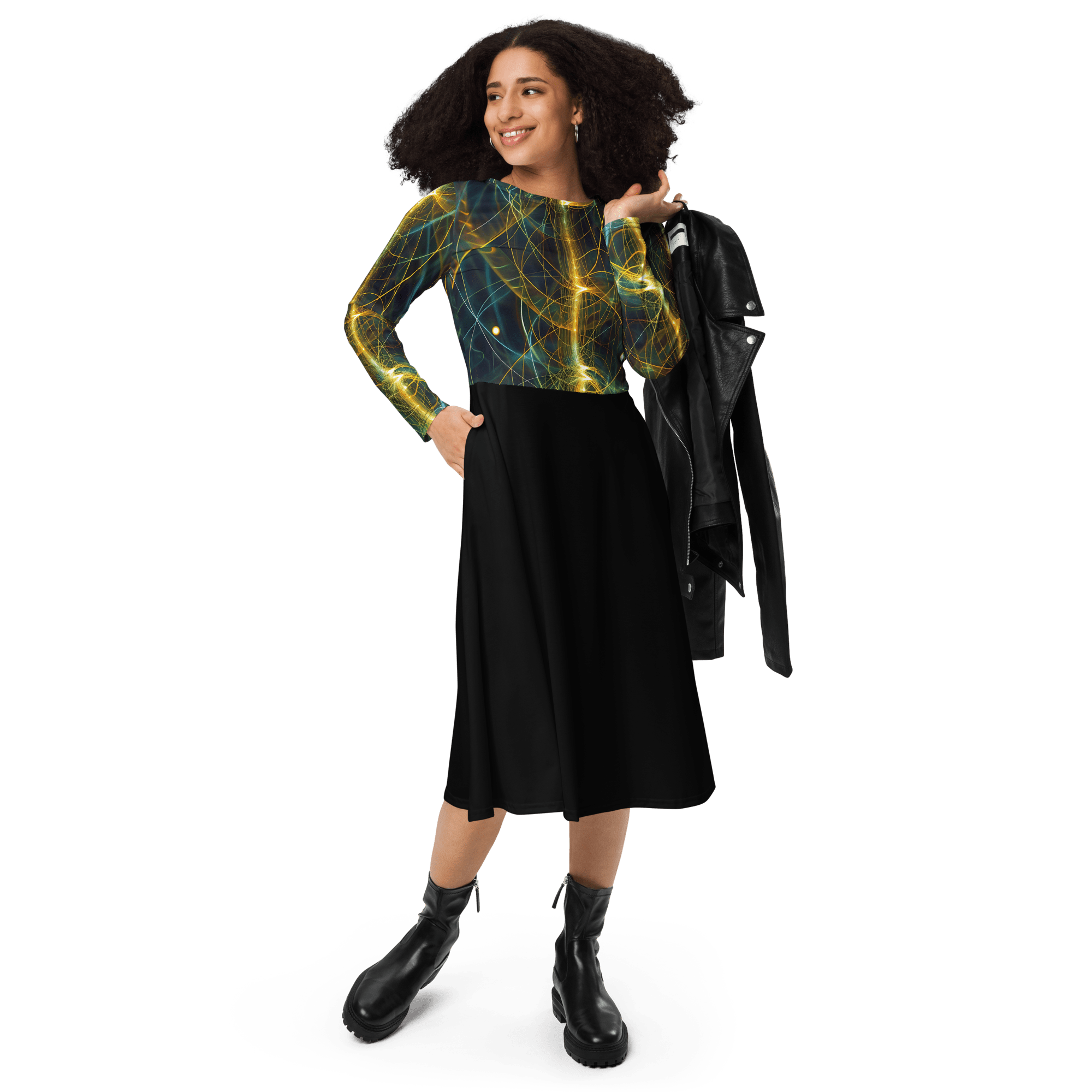Golden Line Langarm - Midi - Kleid - Cooroi