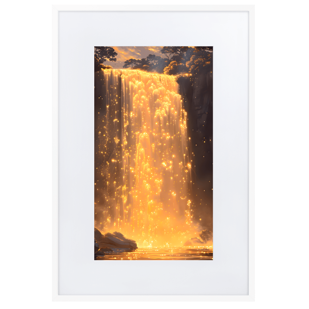 Wasserfall in Gold, Gerahmtes Poster - Cooroi