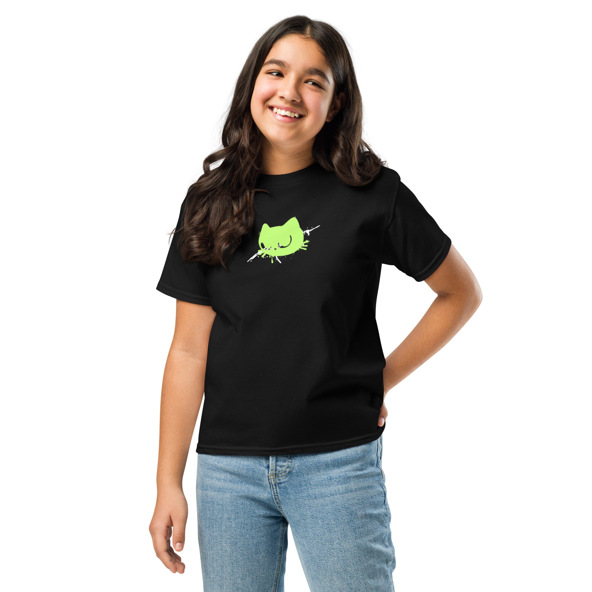 Katze Neon T-Shirt Jugendlich Maedchen